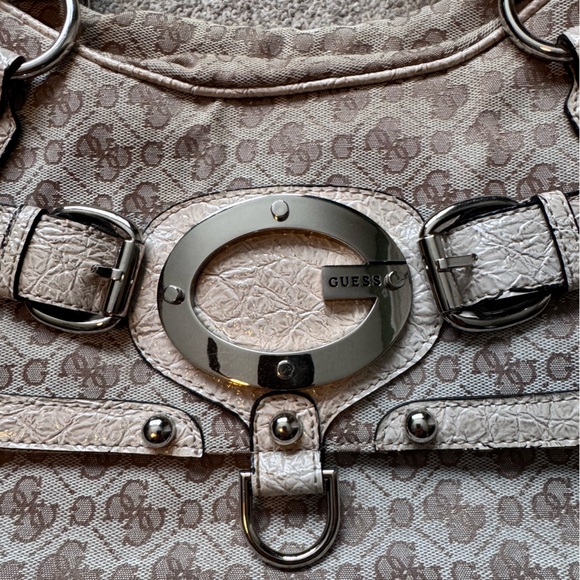 Vintage Y2K GUESS Logo Monogram Canvas Purse Tote Bag EUC All Over Print - Picture 5 of 11